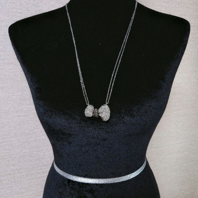 [새상품,선물박스포장]주문제작 229개 스와로브스키스톤 리본 투톤 목걸이/귀걸이 반지 팔찌 진주 샤넬 14k 18k 이미지