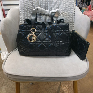 디올 블랙 퀼팅 토트백 지갑 세트 이미지