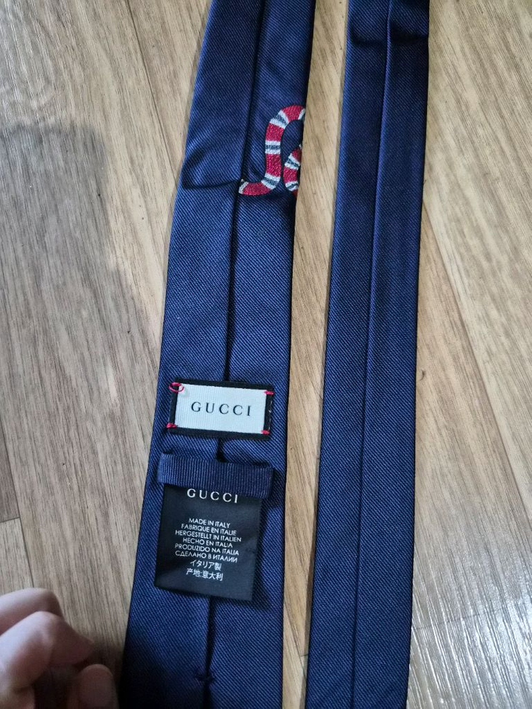 구찌 네이비 실크 스네이크 넥타이 (풀박) 이미지