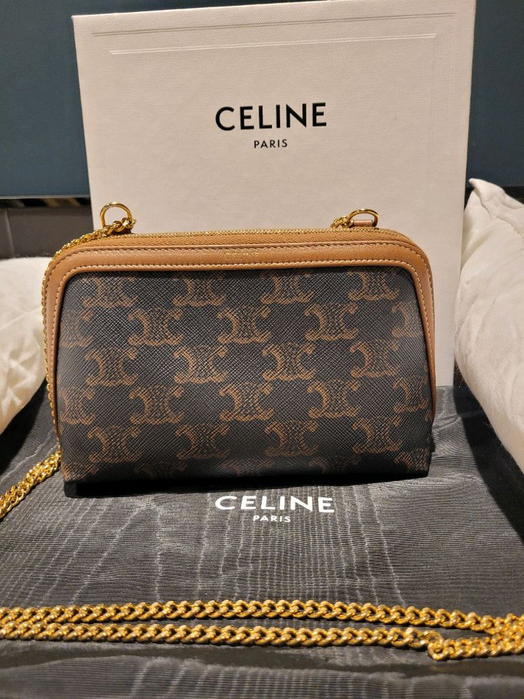 셀린느 트리옹프 캔퍼스 체인 탄 숄더 크로스 클러치백 이미지