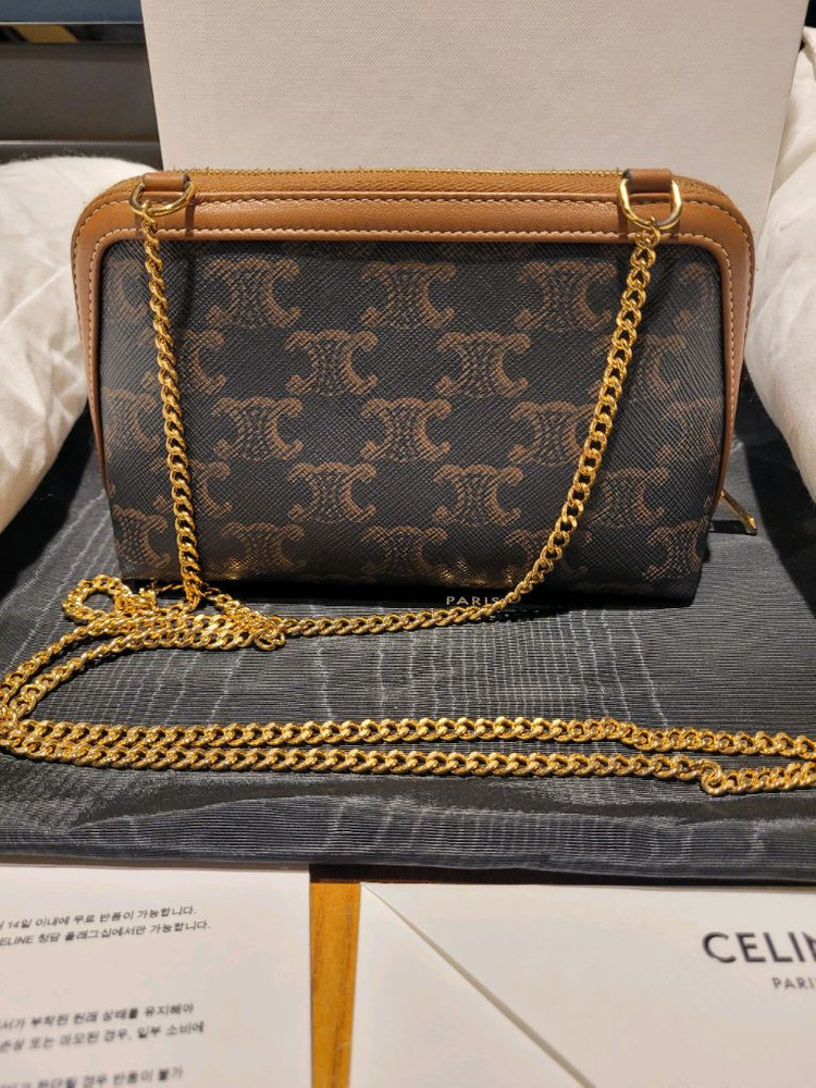 셀린느 트리옹프 캔퍼스 체인 탄 숄더 크로스 클러치백 이미지