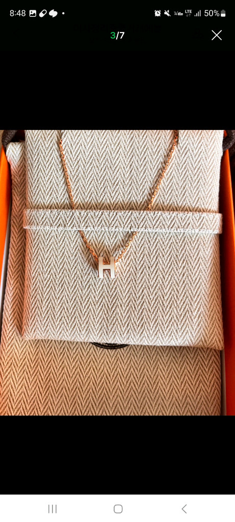 에르메스 팝아슈 로즈골드 블랑 목걸이 이미지