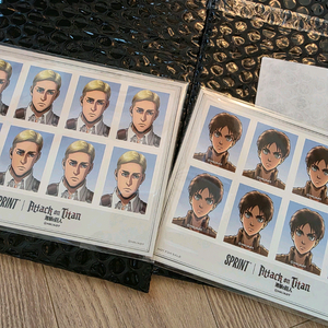 진격거 스프린트 콜라보 증명사진 스티커 에렌 엘빈 이미지