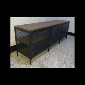 이케아 IKEA 피엘보 철제 원목 3문 선반장 TV장 이미지