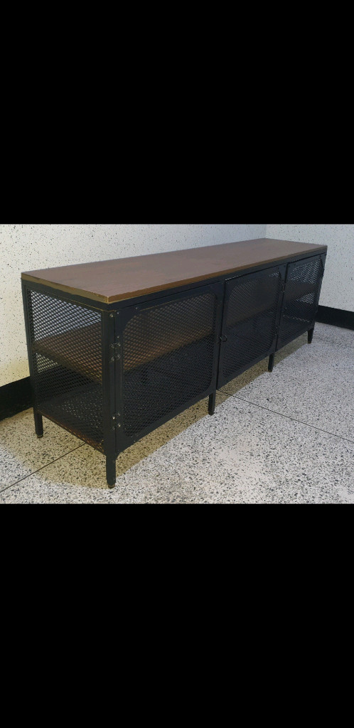 이케아 IKEA 피엘보 철제 원목 3문 선반장 TV장 이미지