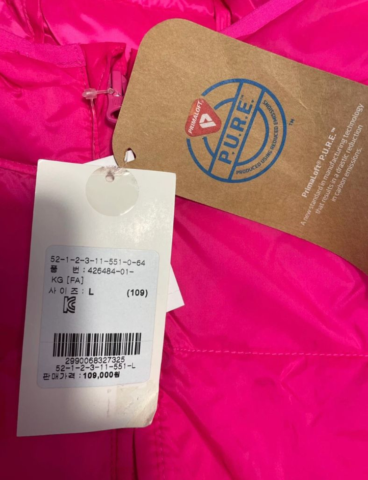 (새상품/새제품) GAP KIDS 핑크 경량 패딩 점퍼 L 이미지