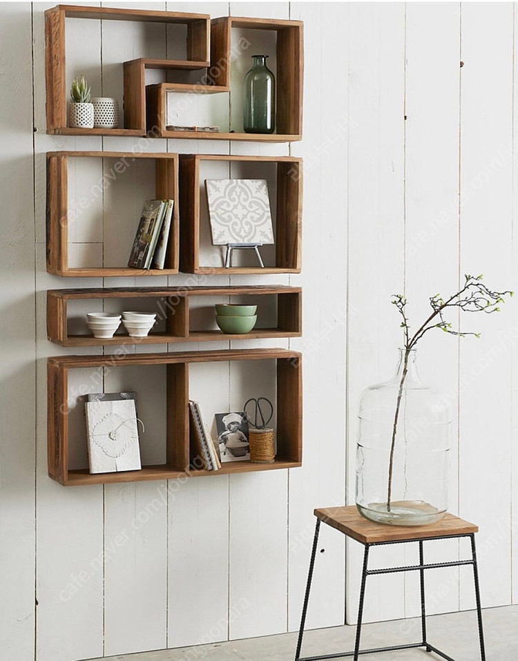 빈티지가구 티크 월박스 나무박스 수납장 선반 이미지