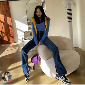 매니모어몽 슬릿 청바지 진청 (S사이즈) 이미지