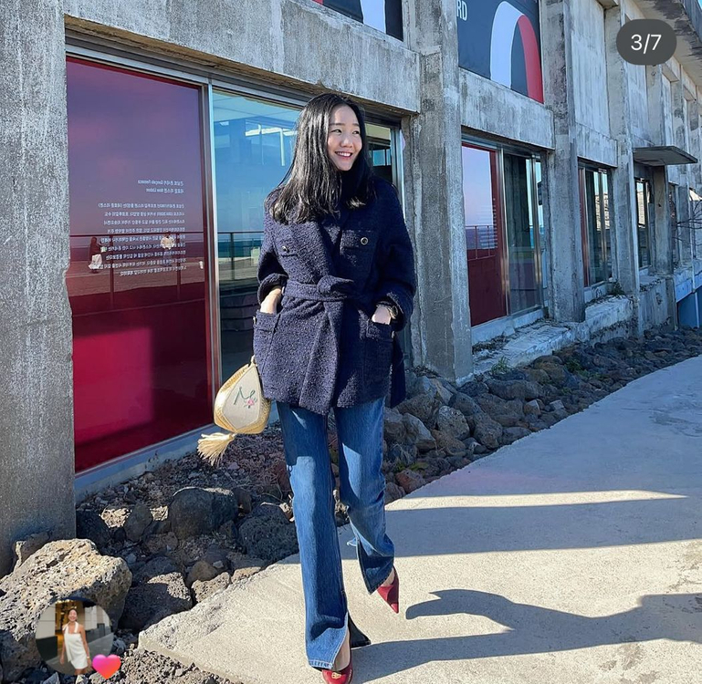 매니모어몽 슬릿 청바지 진청 (S사이즈) 이미지