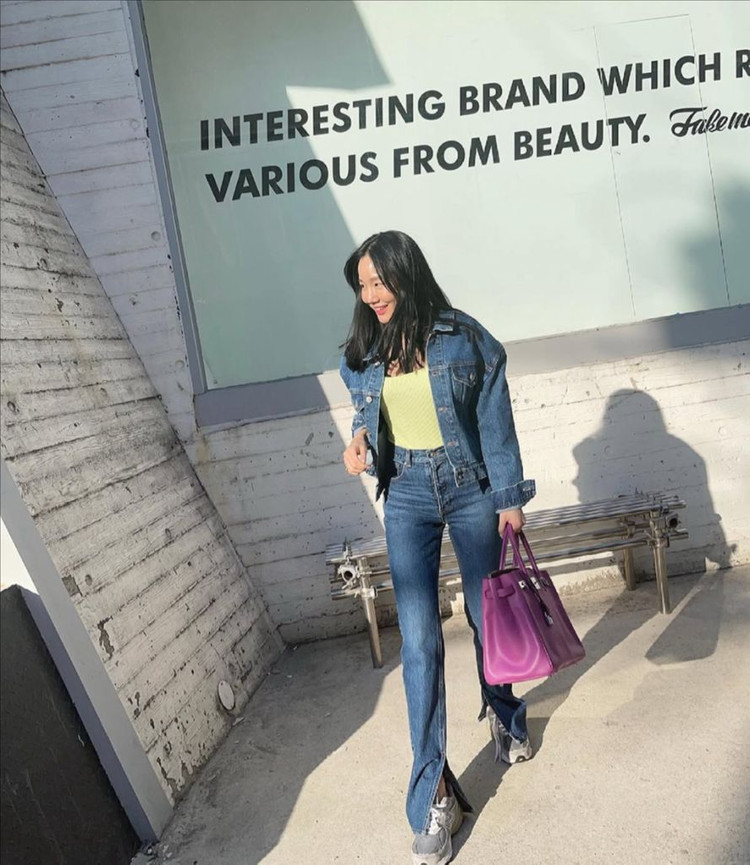 매니모어몽 슬릿 청바지 진청 (S사이즈) 이미지