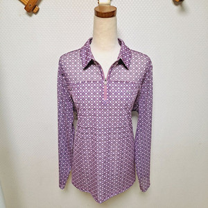 깨끗한 PAT 여성 카라 긴팔티 스판 지퍼 티셔츠 이미지