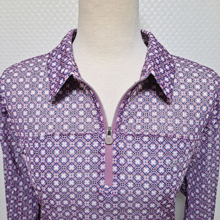 깨끗한 PAT 여성 카라 긴팔티 스판 지퍼 티셔츠 이미지