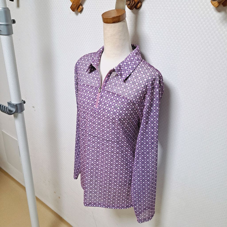 깨끗한 PAT 여성 카라 긴팔티 스판 지퍼 티셔츠 이미지