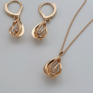 골든듀 18k 해피듀 다이아 목걸이 귀걸이 세트 이미지