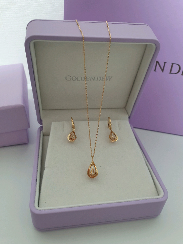 골든듀 18k 해피듀 다이아 목걸이 귀걸이 세트 이미지