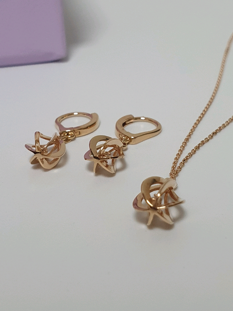 골든듀 18k 해피듀 다이아 목걸이 귀걸이 세트 이미지