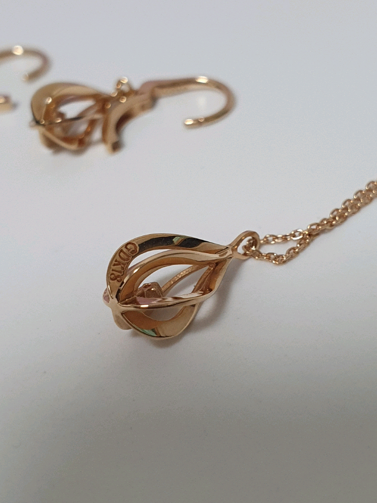 골든듀 18k 해피듀 다이아 목걸이 귀걸이 세트 이미지