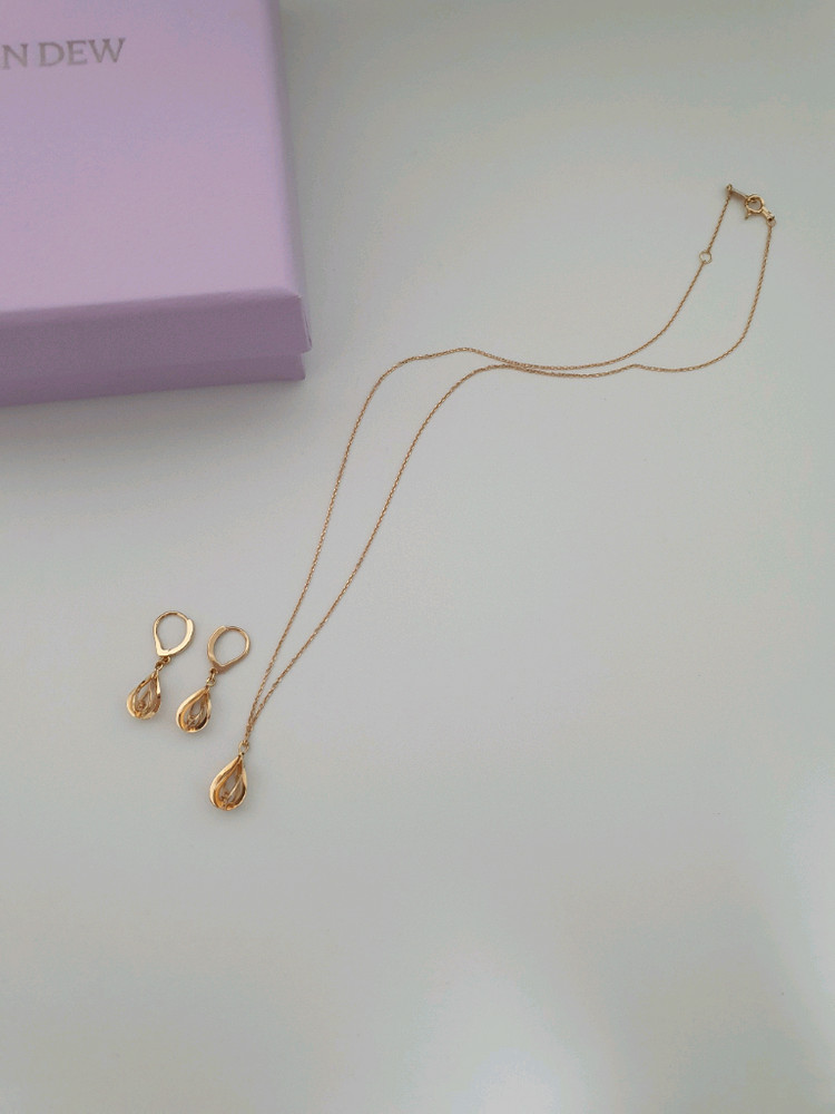 골든듀 18k 해피듀 다이아 목걸이 귀걸이 세트 이미지