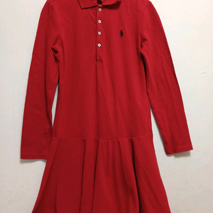 폴로 키즈 레드 긴팔 원피스 사이즈 M(8-10) 이미지