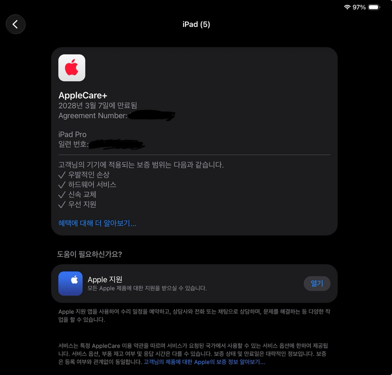아이패드 프로 11인치 m5 256gb 실버 애캐플 판매합니다 이미지