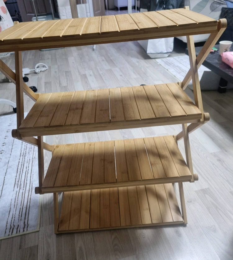 캠핑 접이식 선반 2개 우드 3단+4단 거치대 이미지