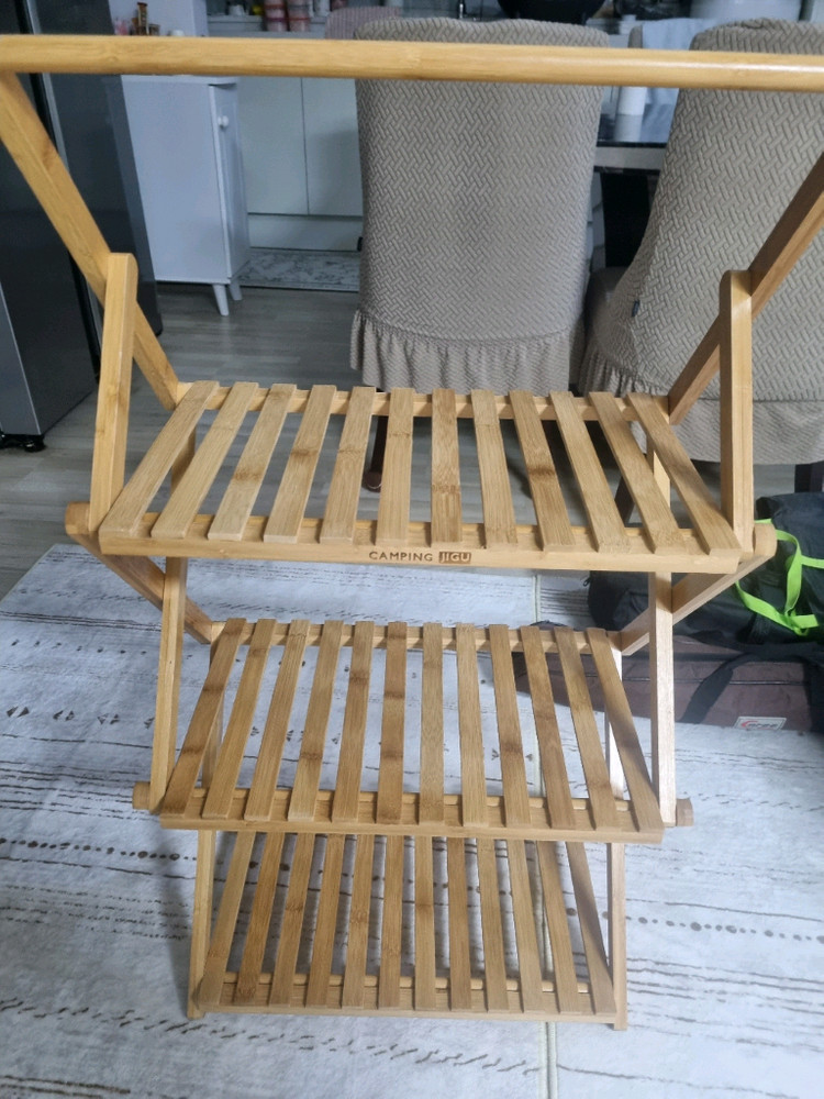 캠핑 접이식 선반 2개 우드 3단+4단 거치대 이미지