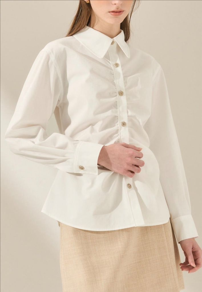 MINE 셔링 블라우스(네이비,55) 이미지