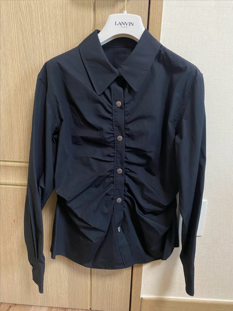 MINE 셔링 블라우스(네이비,55) 이미지