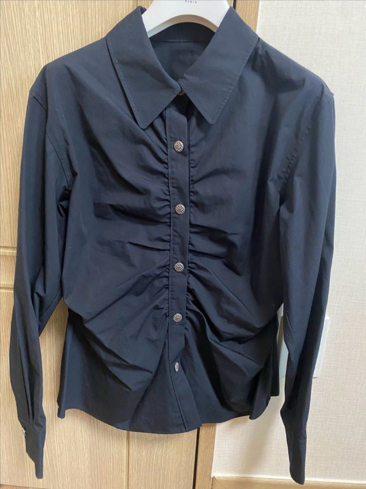 MINE 셔링 블라우스(네이비,55) 이미지