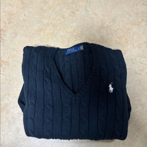 폴로 우먼 브이넥 니트 블랙 S 이미지