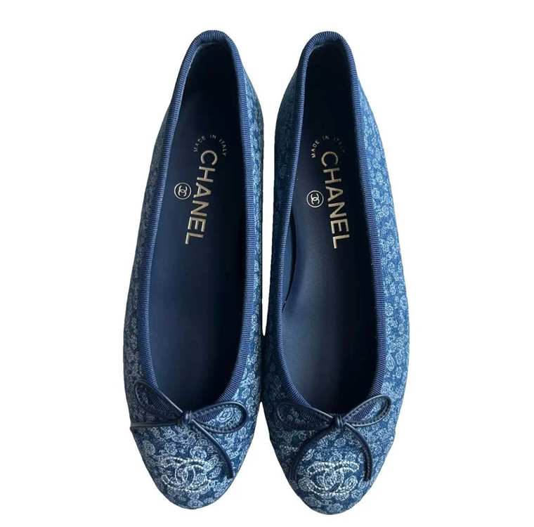 샤넬 플랫 발레리나 슈즈 데님 35 이미지