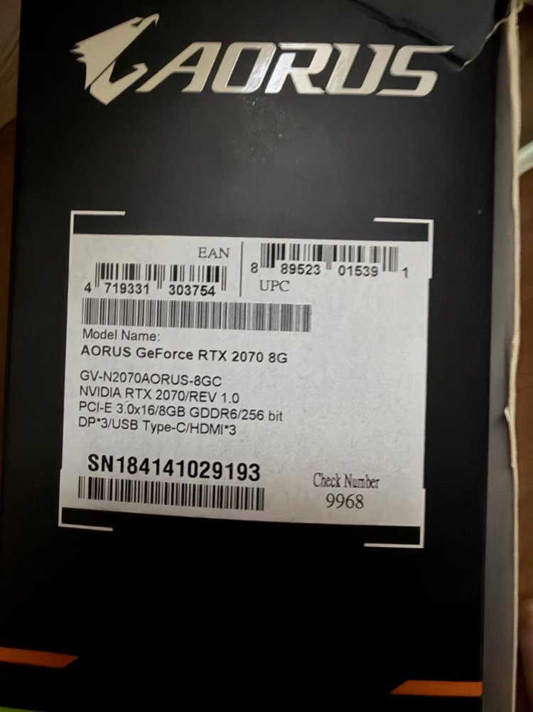 RTX 2070 AORUS 8GB 그래픽카드 이미지