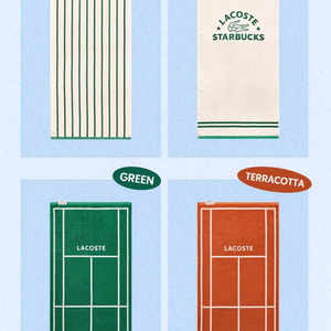 스타벅스 라코스테 테니스 트렌타올 비치타월 프리퀸시 미개봉 새상품 스트라이프 이미지