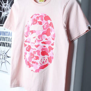 W(XS) 베이프 반팔 티셔츠 헤더 빅로고 카모 핑크 이미지