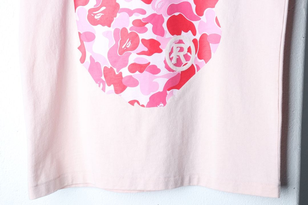 W(XS) 베이프 반팔 티셔츠 헤더 빅로고 카모 핑크 이미지