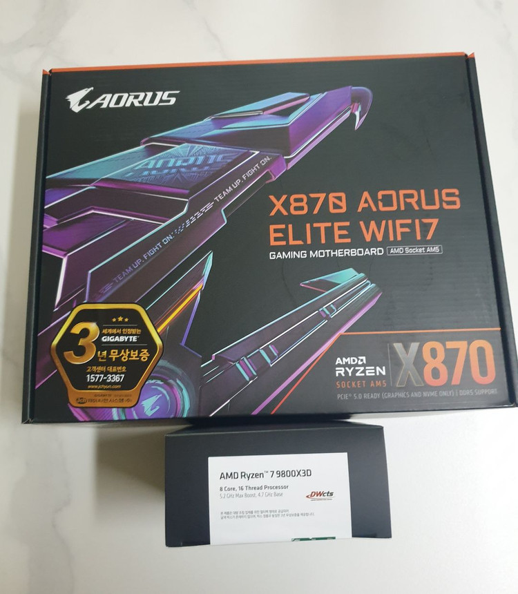 기가바이트 지포스 5070TI 어로스마스터 / 라이젠 9800X3D 이미지