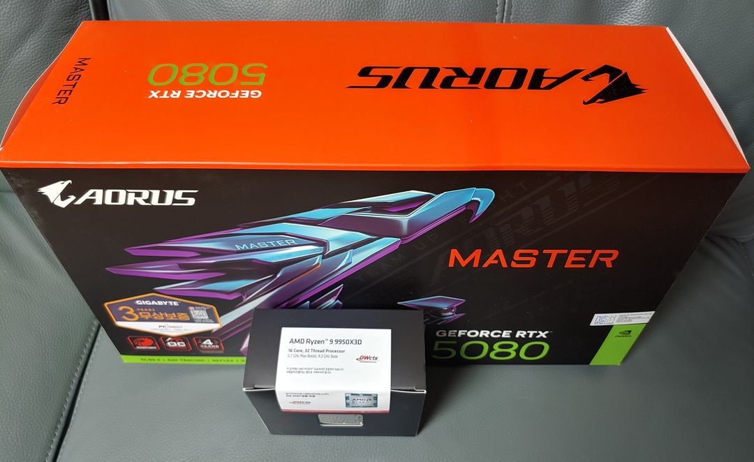 기가바이트 지포스 5080 어로스 마스터 / 라이젠 9950X3D , 9800X3D 이미지