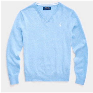 폴로 코튼 브이넥 니트(스웨터) 보이즈 하늘색 이미지