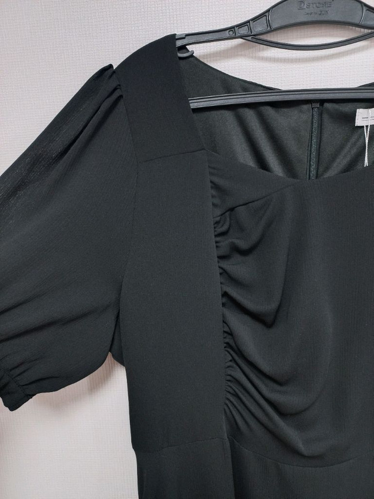 빅사이즈 셔링 원피스 블랙 이미지