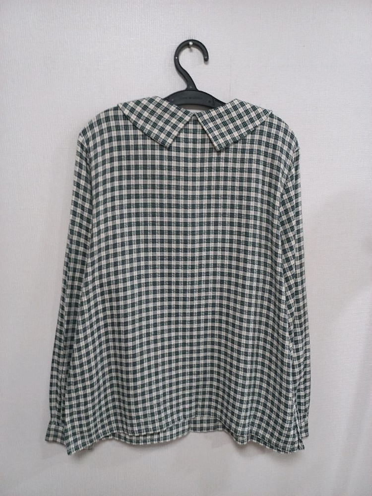 빅사이즈 체크 블라우스 카키 이미지