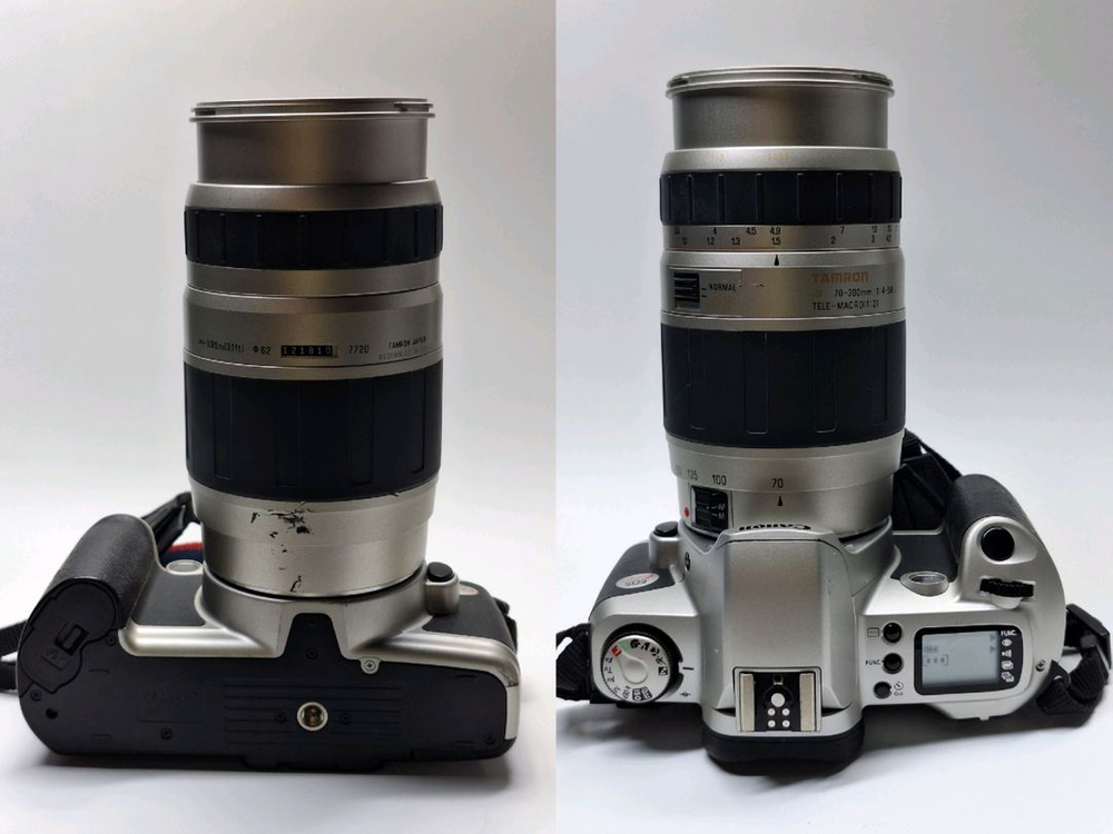 빈티지 필름카메라 풀세트/캐논 Eos kiss,탐론 70-300mm 망원렌즈,스트랩,가방/ 필카 사진 일본 감성 이미지