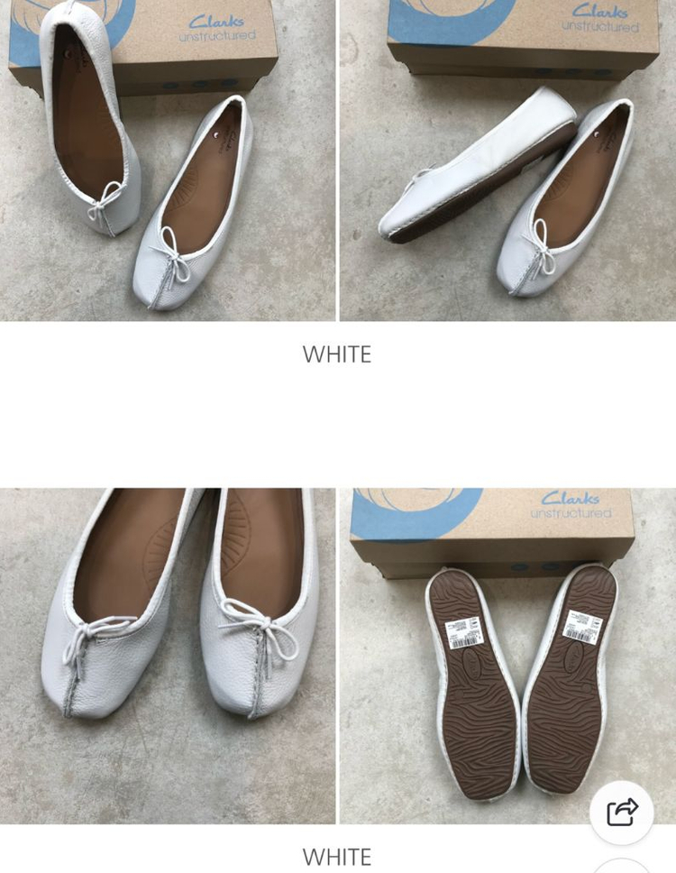 클락스 프레클 아이스 플랫슈즈 발레리나 슈즈(화이트,uk4사이즈) 이미지