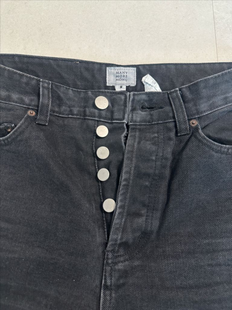 매니모어몽 10부 언밸런스 데님 (흑청 / S사이즈) 이미지