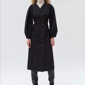 모한 원피스 브이넥 퍼프 드레스 새상품 블랙 정장 하객룩 MOHAN 이미지