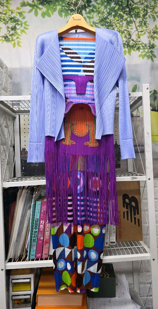 플리츠플리즈 이세이미야케 롱원피스 드레스 55~66 3사이즈 핸드스탠드 여름 나시원피스 WM52 이미지