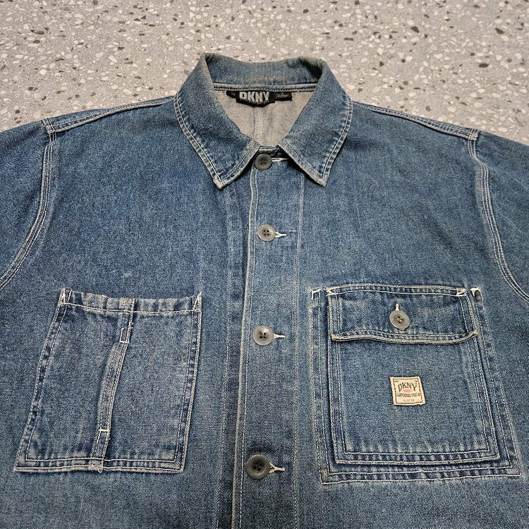 90s DKNY 빈티지 데님 쵸어 코트 105 팝니다/데님자켓 청자켓 청카바 워크웨어 칼하트 이미지