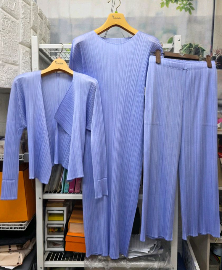 플리츠플리즈 이세이미야케 원피스 55~66 3사이즈 드레스 가디건 팬츠 3피스세트 WM51 이미지