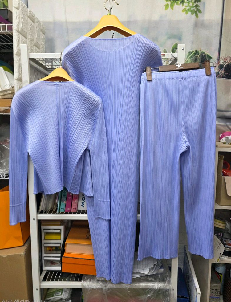 플리츠플리즈 이세이미야케 원피스 55~66 3사이즈 드레스 가디건 팬츠 3피스세트 WM51 이미지