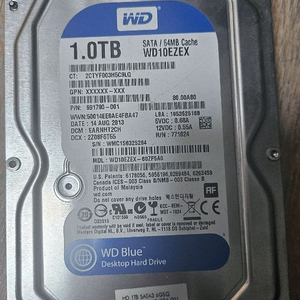 1TB 3.5인치 하드디스크 wd blue 이미지