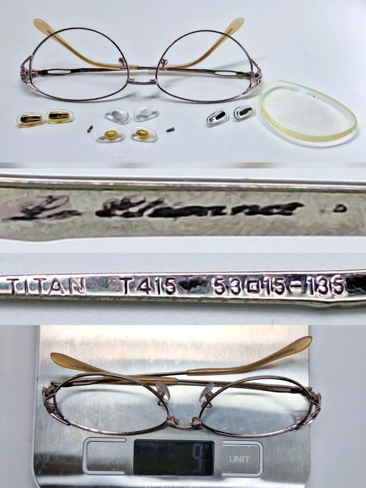 00s 일본 빈티지/ T415 보석 힌지 장식 티타늄 안경테53mm/여성안경 일제 수입 패션 클래식 y2k 아이웨어 이미지